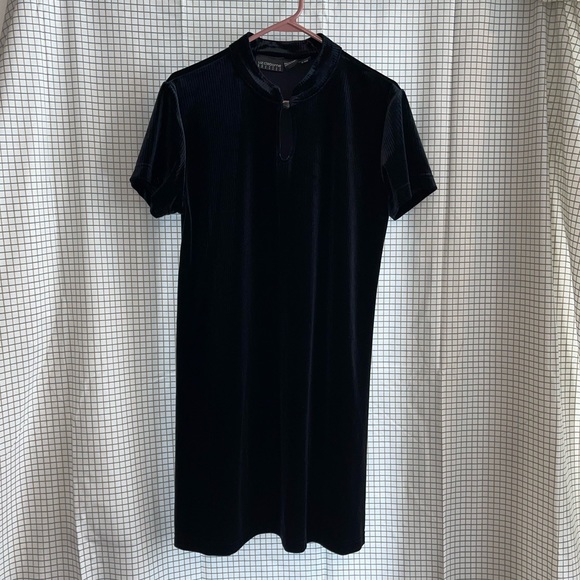 90s Liz Claiborne Dresses Black Ribbed Velour Dress Large - Picture 3 of 13